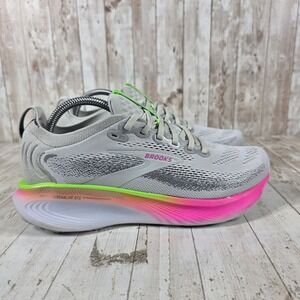 Brooks Adrenaline GTS 23 Womens Running Shoes Grey Pink Lime  Size 9.5